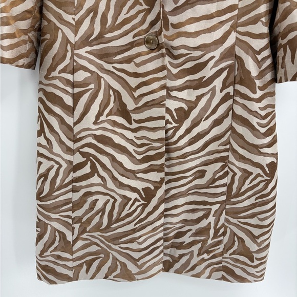 Kasper Zebra Print dressy Coat Jacket Women’s Brown Beige 3/4 Sleeve size 14 - Picture 4 of 14
